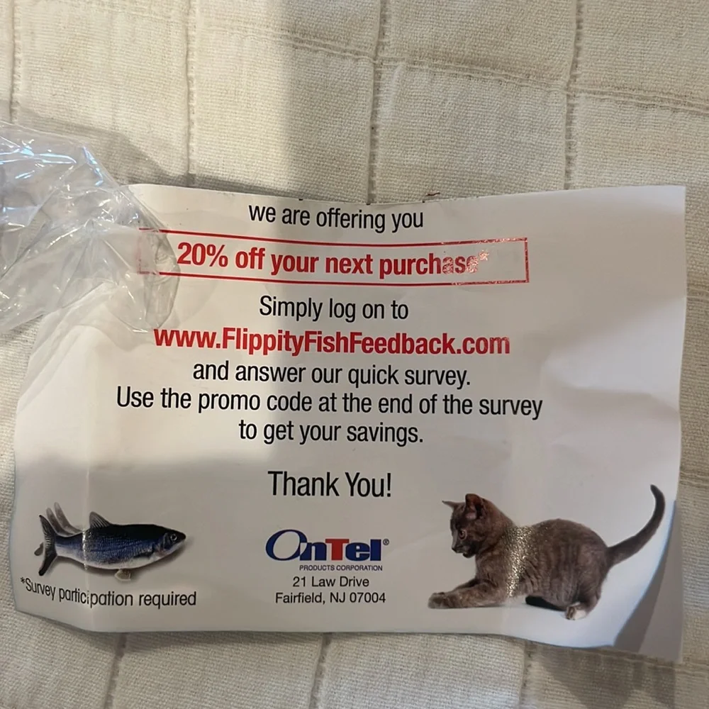 As seen on TV flippity fish cat toy nib new motion activated interactive play